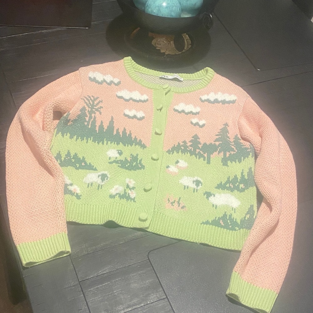 ZARA sheep scenery cardigan Sweater